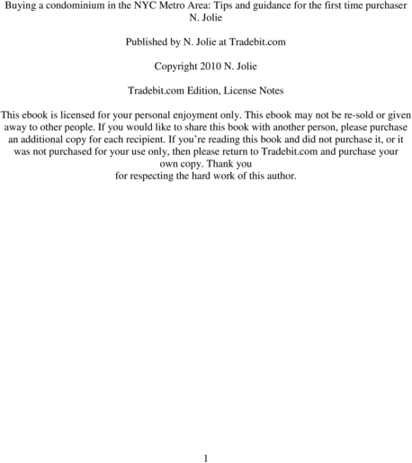 Product picture Buying a condominium in the NYC Metro area.